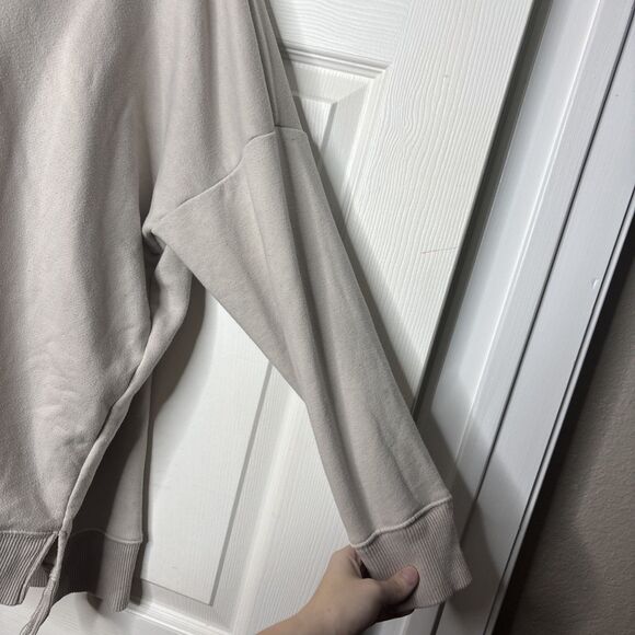 Aerie L Oversized Cowl Neck Lightweight Sweatshirt Tunic Taupe Beige - Picture 3 of 6